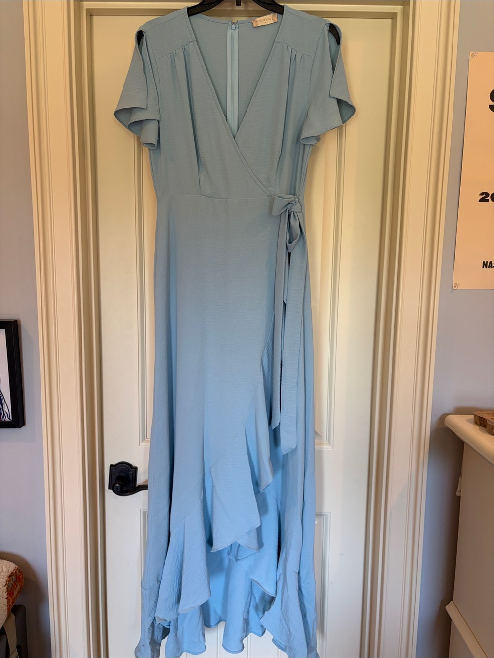 Altar'd State Powder Blue Wrap High-Low Maxi Dress